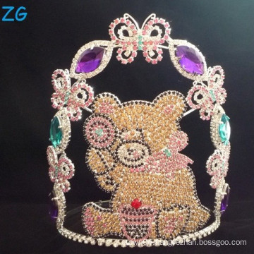 Gorgeous Customized cute bear crown for kids, wholesale crystal kids crowns